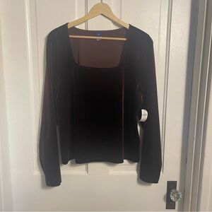 NWT Old Navy Burgundy Velvet Long Sleeve Top Size XL